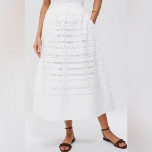 White Cotton Eyelet Laurel Skirt
